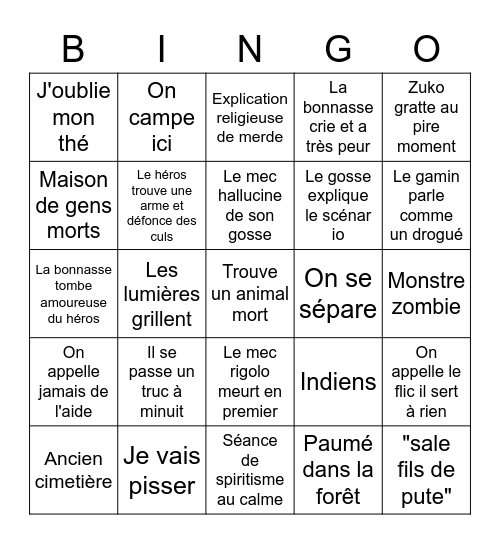 Bingo film d'horreur Bingo Card