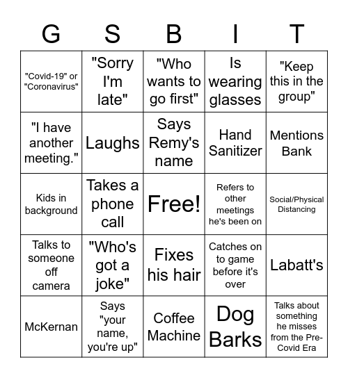 GSBIT Bingo Card