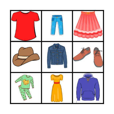 Clothes Bingo Card