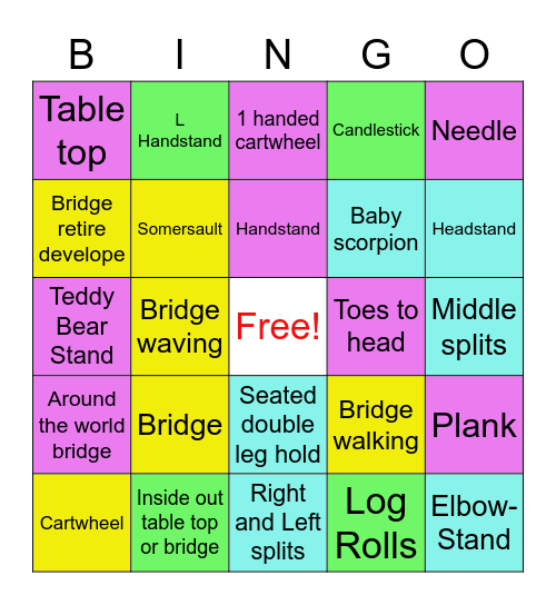 9+ Acro Bingo Card