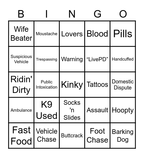 LIVEPD IS FOR CHUMPS Bingo Card