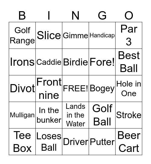 S&T Spirit Week- Golf Bingo Card