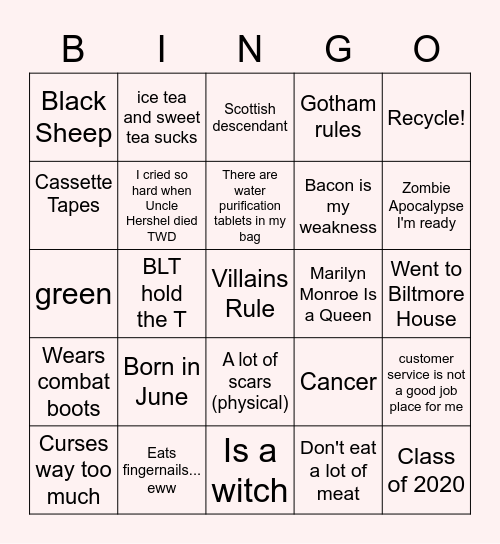 CAY-LEA Bingo Card