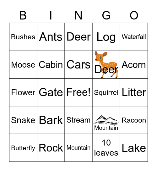 North Carolina Adventures Bingo Card