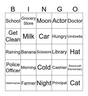 WH Questions BINGO Card