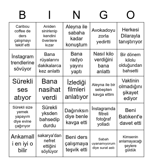 Aleyna Bingo Card