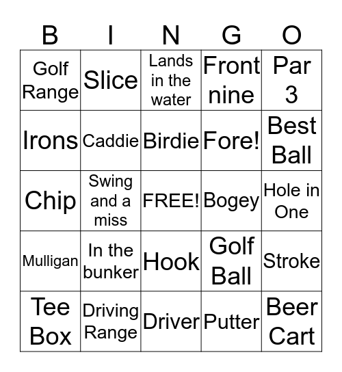 S&T Spirit Week- Golf Bingo Card