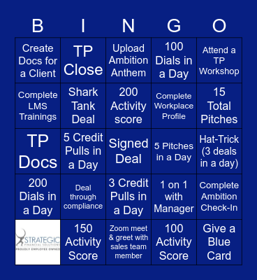 STRATEGIC SALES BINGO Card
