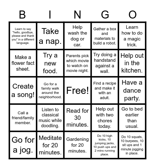 Rima Bingo- 5/25/20 Bingo Card