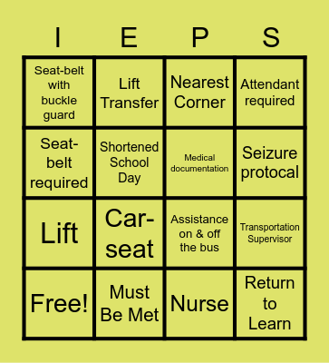 IEP Language Bingo Card