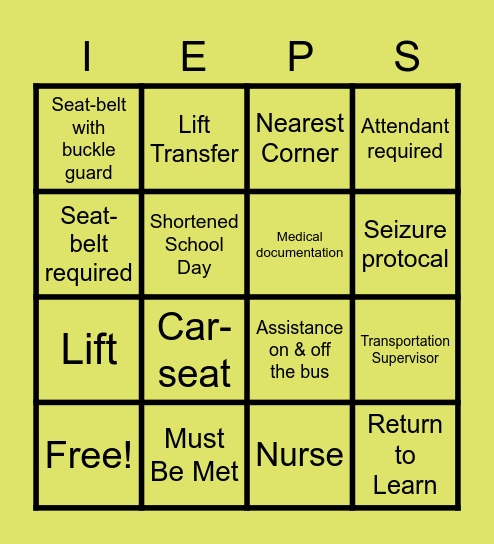 IEP Language Bingo Card