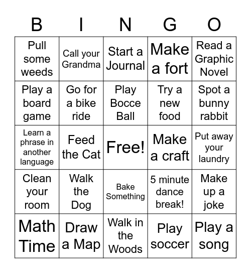 Summertime Bingo! Bingo Card