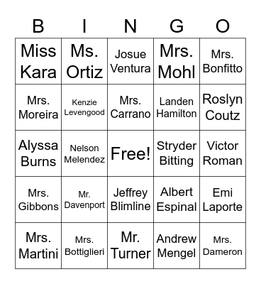 Bottiglieri - End of Year 2020 Bingo Card