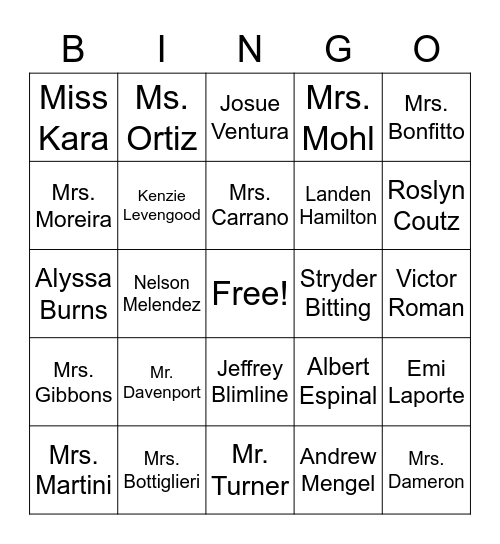 Bottiglieri - End of Year 2020 Bingo Card