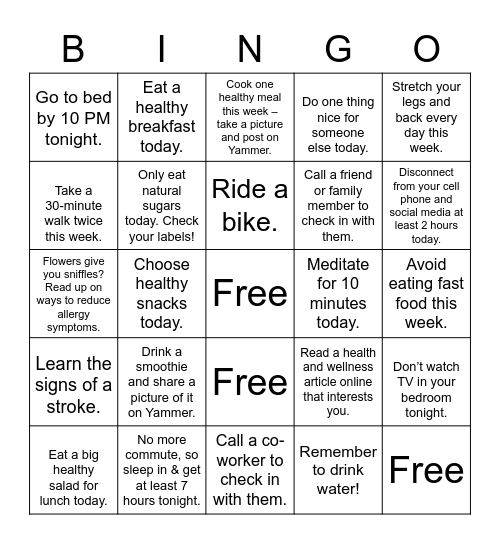 WY June Wellness Bingo Card