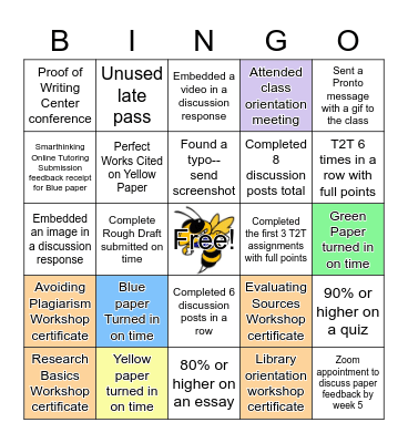 Prof. B's Extra Credit Bingo Card
