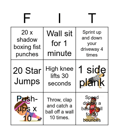 Fit Bingo Card