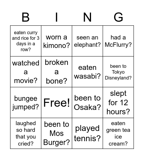 HAVE YOU EVER...? Bingo Card