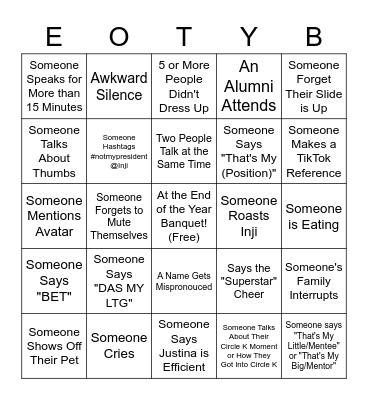 SDSU End of the Year Banquet BINGO Card