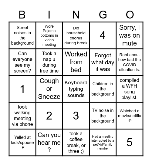 Remote Bingo Card