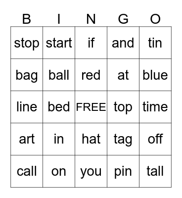 B I N G O Bingo Card