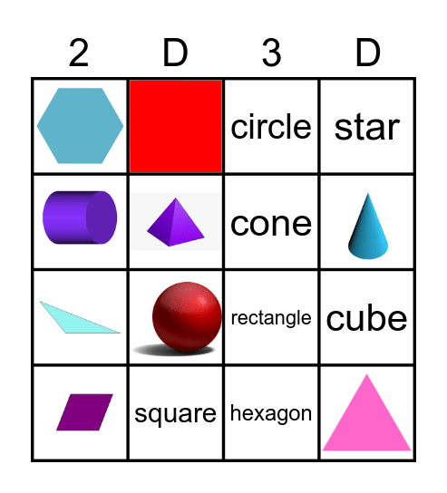 2-D and 3-D Shapes Bingo Card