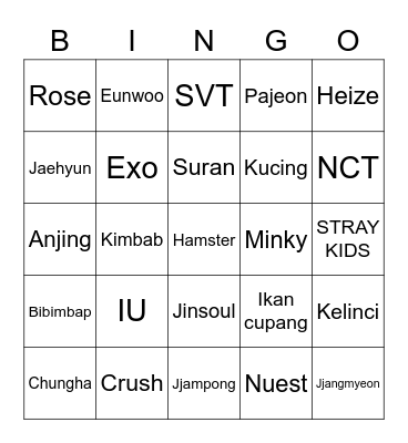 XIUYIYANG Bingo Card