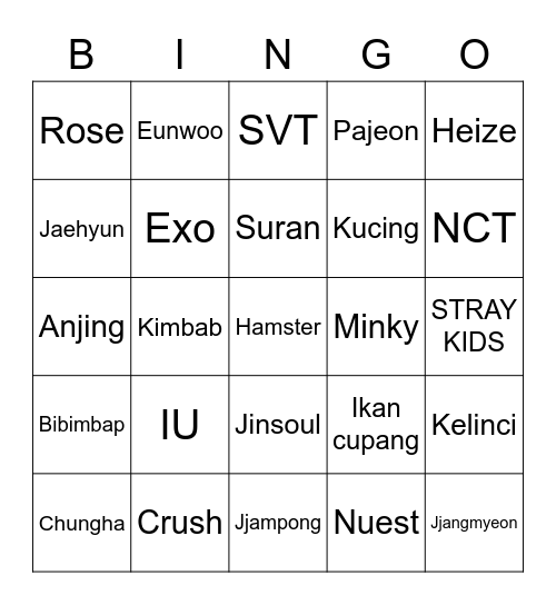 XIUYIYANG Bingo Card