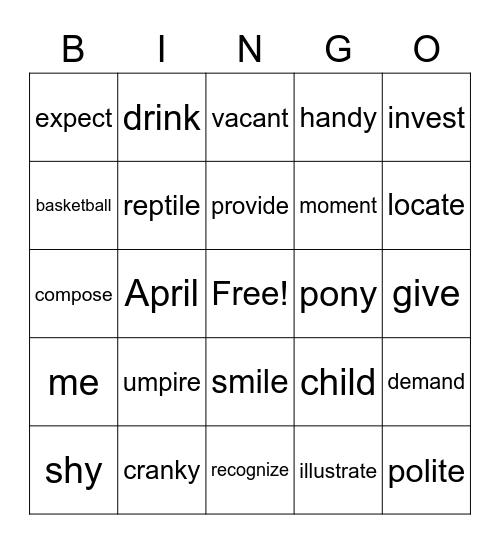 Wilson Review Bingo Card