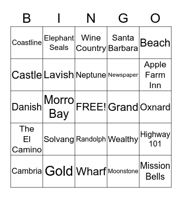 Daytripper Tours to Hearst Castle  Bingo Card