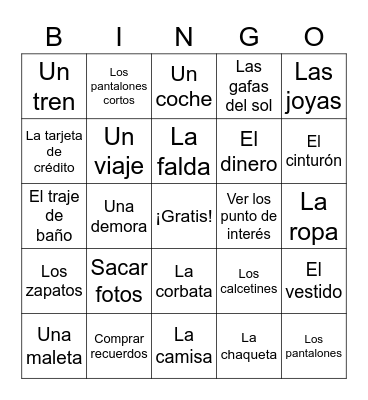 UN VIAJE ( A TRIP ) Bingo Card