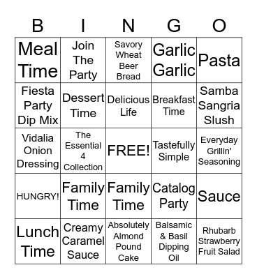 Tastefully Simple Bingo Card