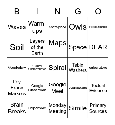 6/4 Owls Year End Super Card BINGO Card