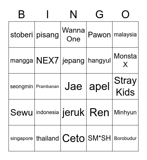 BINGO WITH UNITE Bingo Card