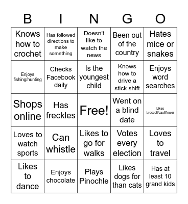 Get To Know You Bingo Card
