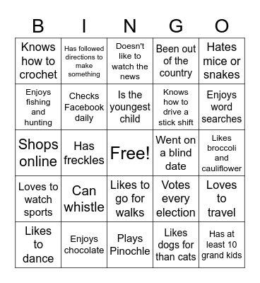 Get To Know You Bingo Card