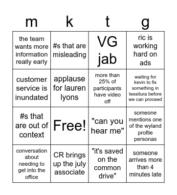 5/26 meeting bingo Card
