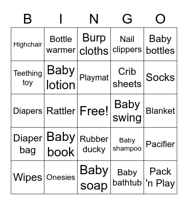 Baby Bingo Card