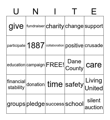 Unite for Our Communities Bingo Card