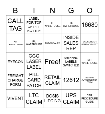 CSR BINGO Card