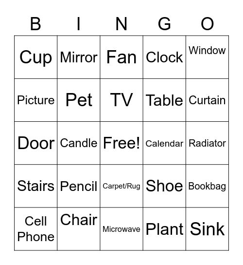 In the House Bingo Card