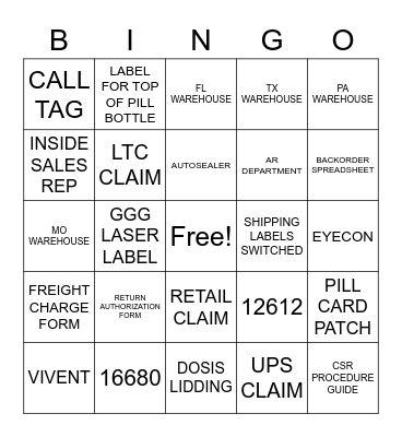 CSR BINGO Card