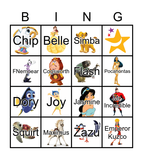DISNEY Bingo Card