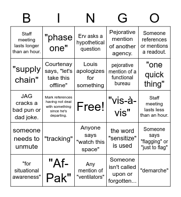 Watch This Space Bingo Card