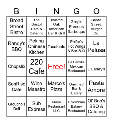 Local Biz Bingo Card