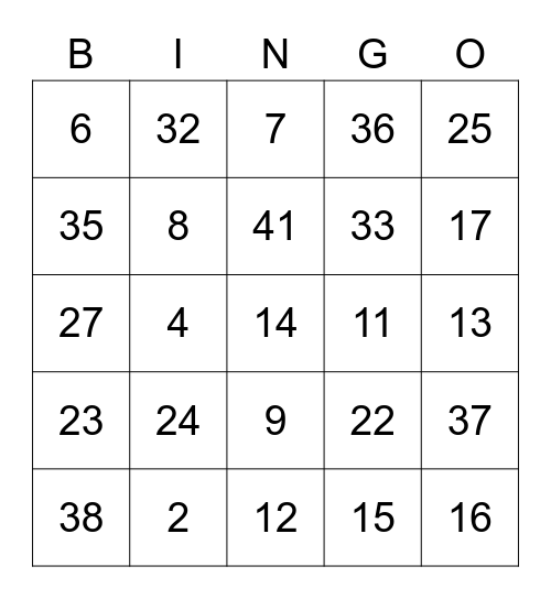 Evaluating Algebraic Expressions Bingo Card