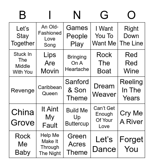 Music Bingo 13 Bingo Card