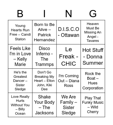 60s Bingo Card