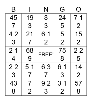 Improper Fractions & Mixed Numbers Bingo Card