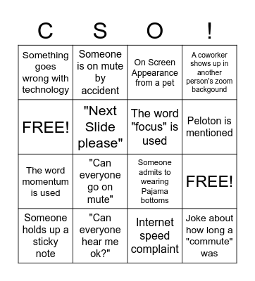 Global CSO All Hands Bingo Card